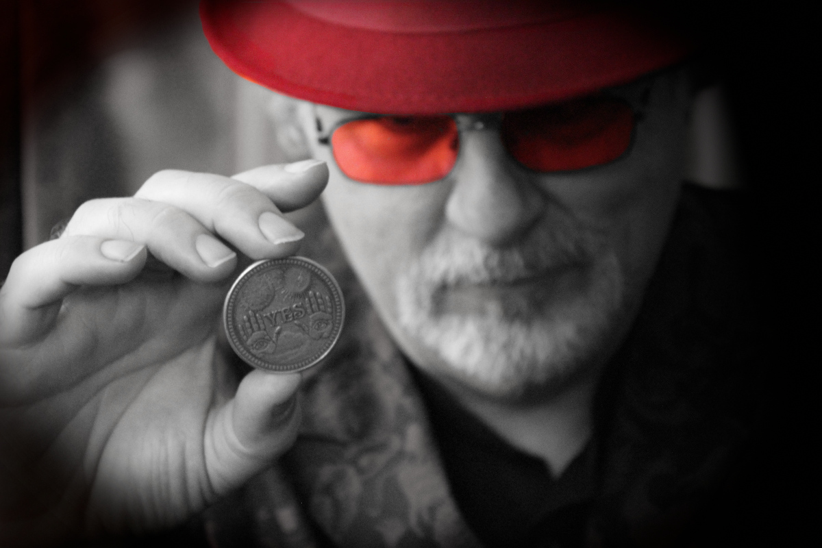 Coin sleight of hand and psychological prediction routine